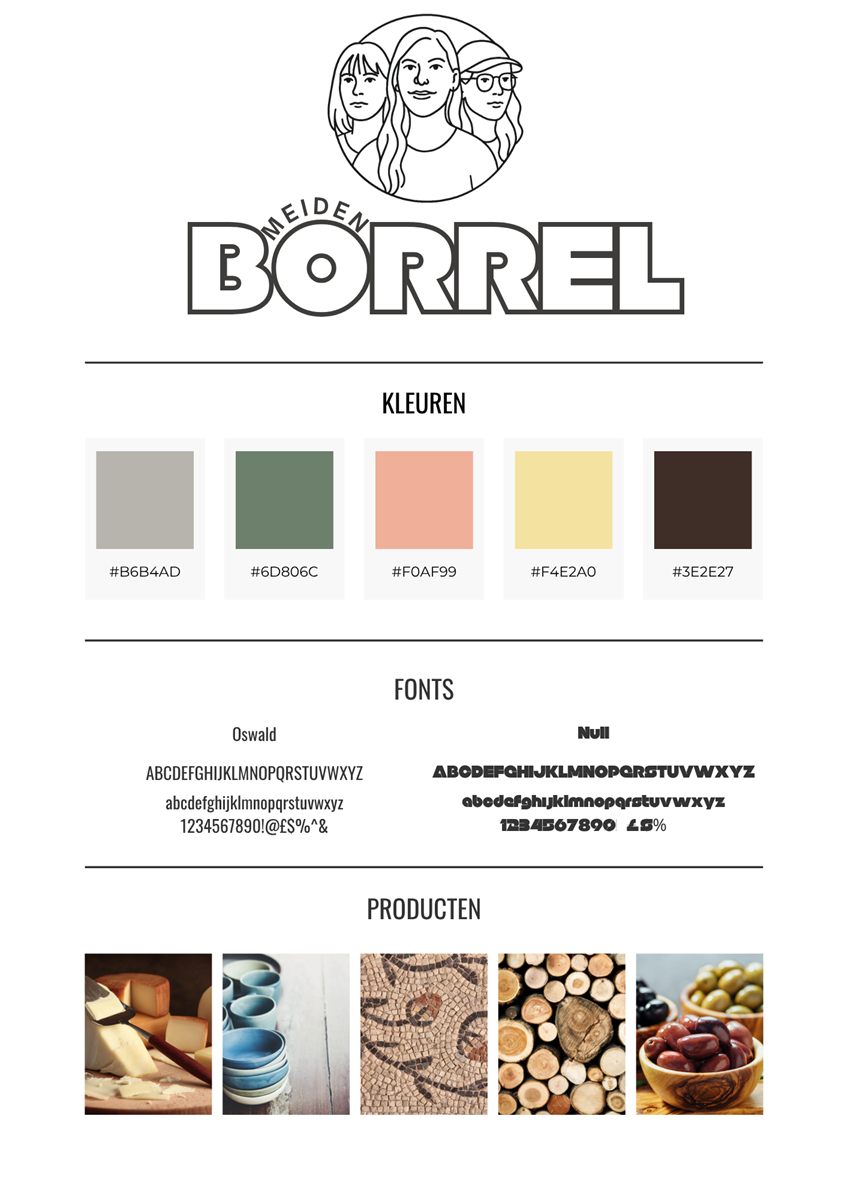 Het merkvel van Borrel: kleuren, letters en producten
