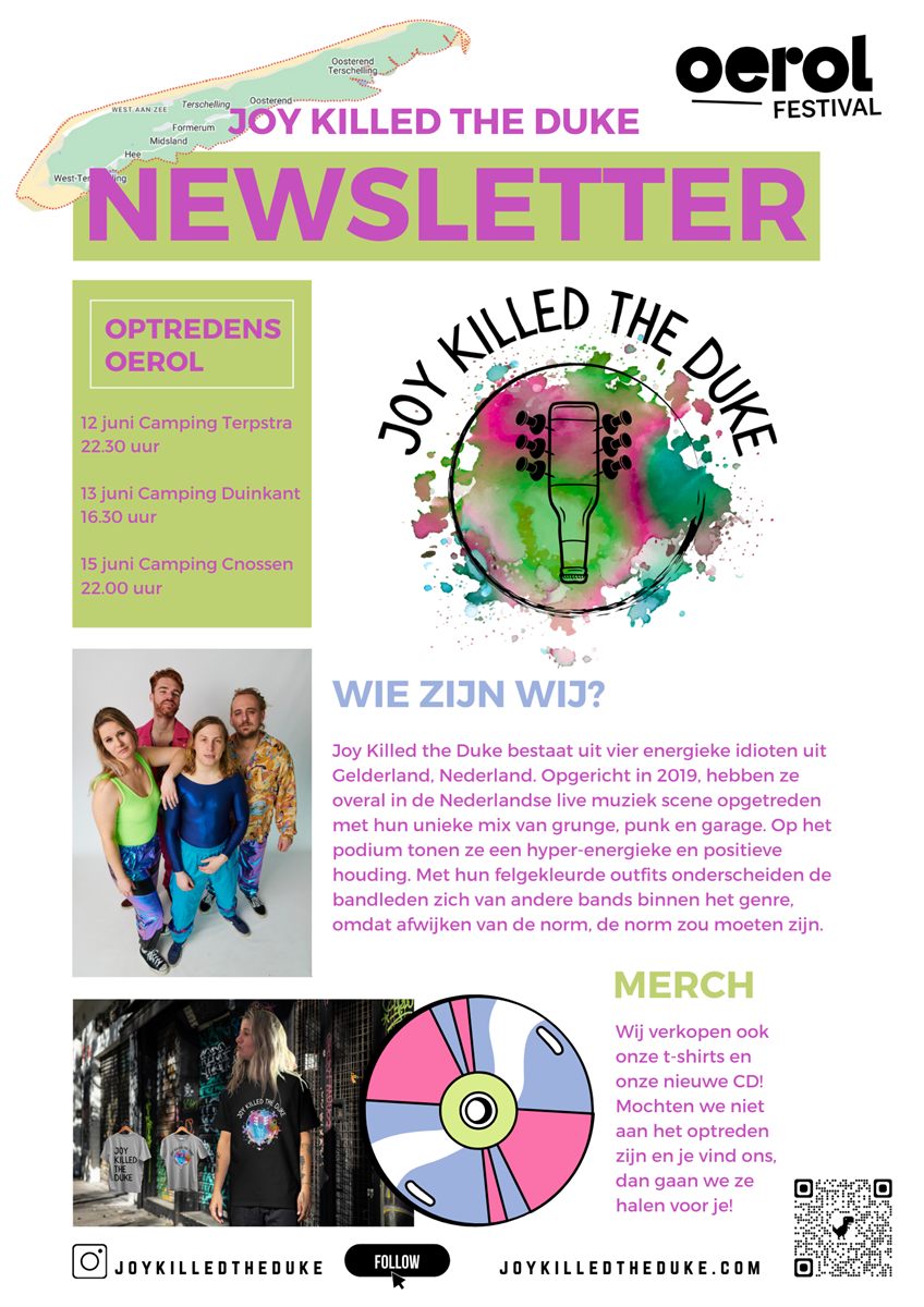 De nieuwsbrief van Joy Killed The Duke voor Oerol