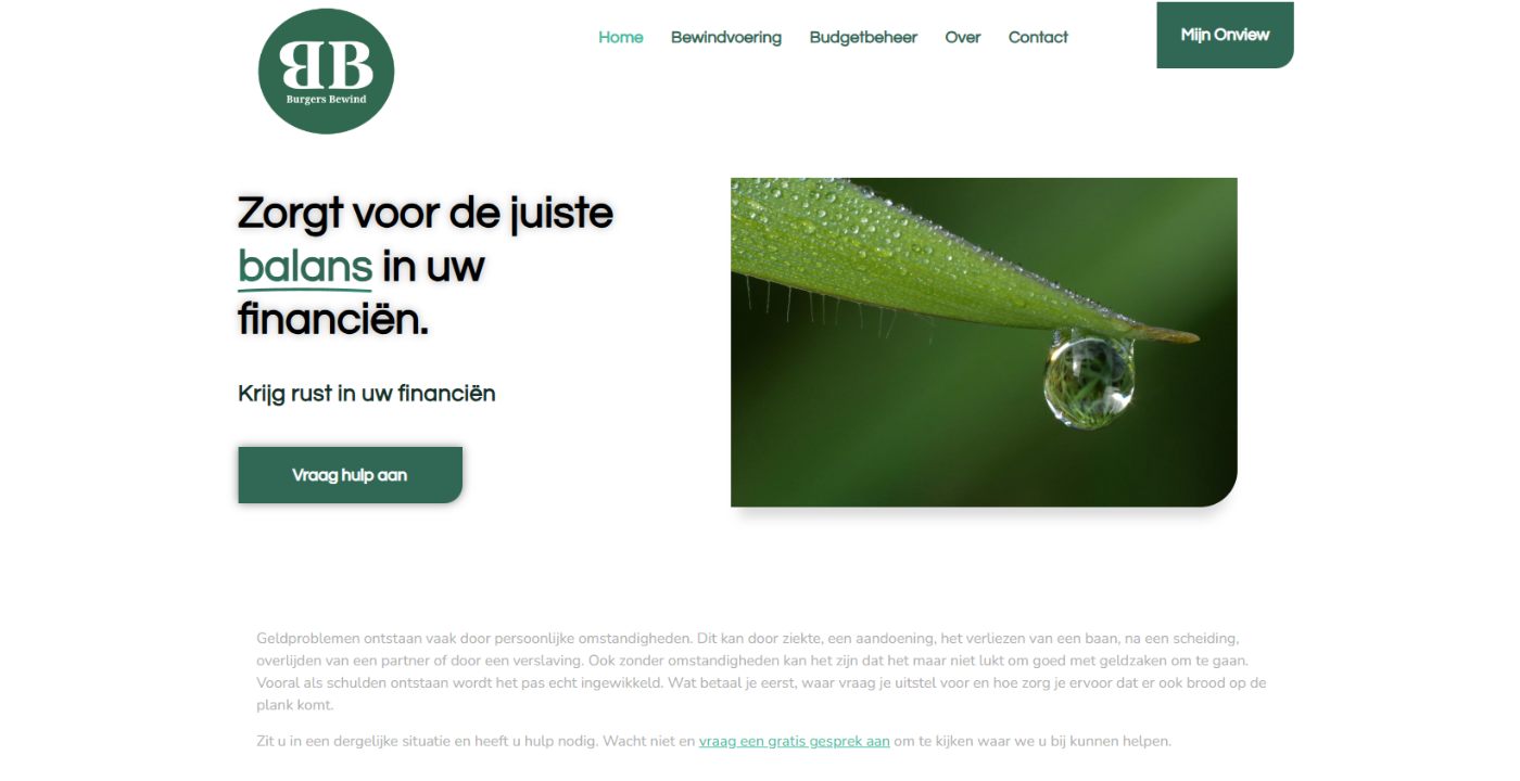 De website die ik voor Burgers Bewind bouwde