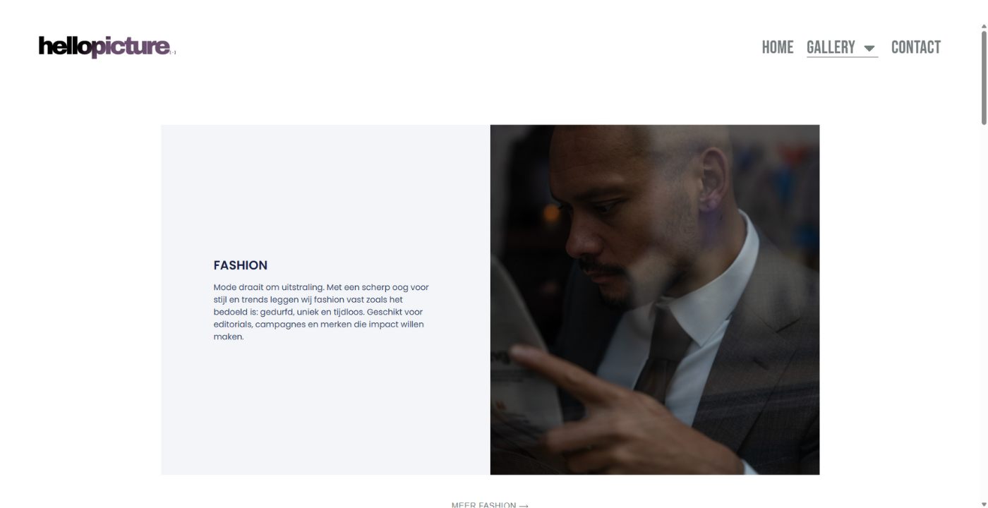 De website die ik voor Hello Picture bouwde